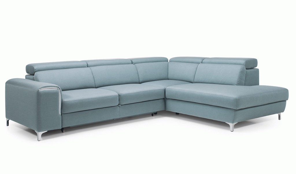 Canapé d'angle en tissu bleu gris nova