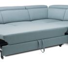 Canapé d'angle bleu gris convertible nova